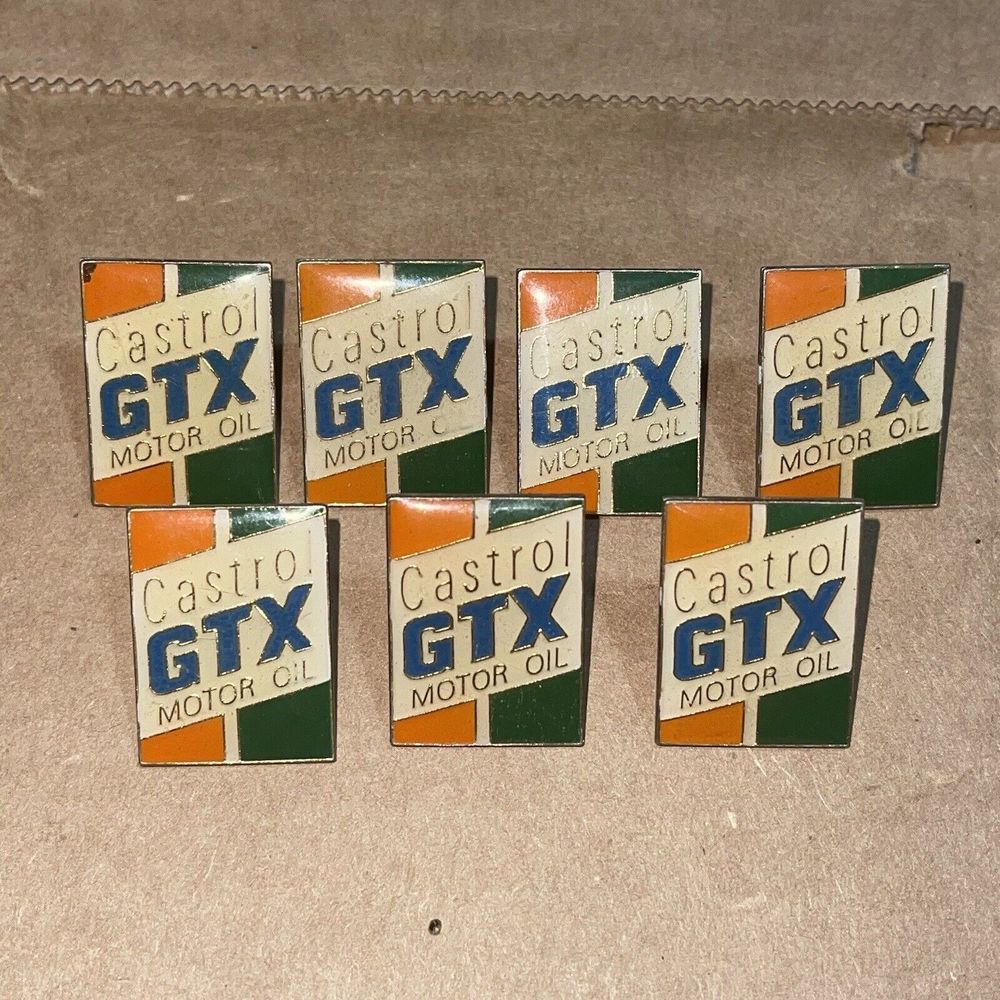 Vintage Castrol GTX Motor Oil Company Advertising Hat Lapel Pin Bundle Set Of 7